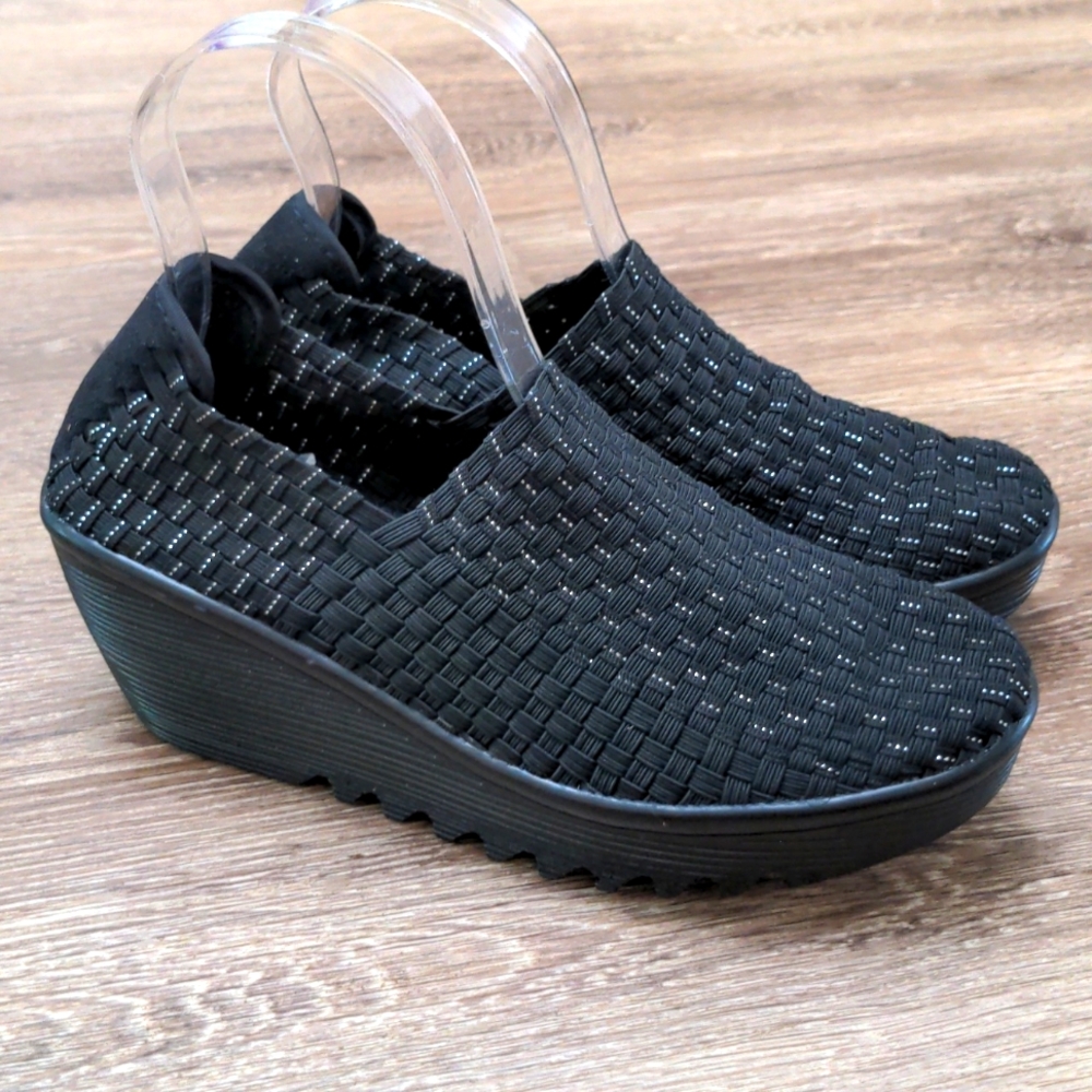 Corkys Tent Black Slip-On Wedges